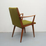 1950s armchair in cherrywood, green fabric