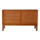 Scandinavian oak cabinet with woven rattan doors