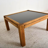 Coffee table 60s, opaline and wood