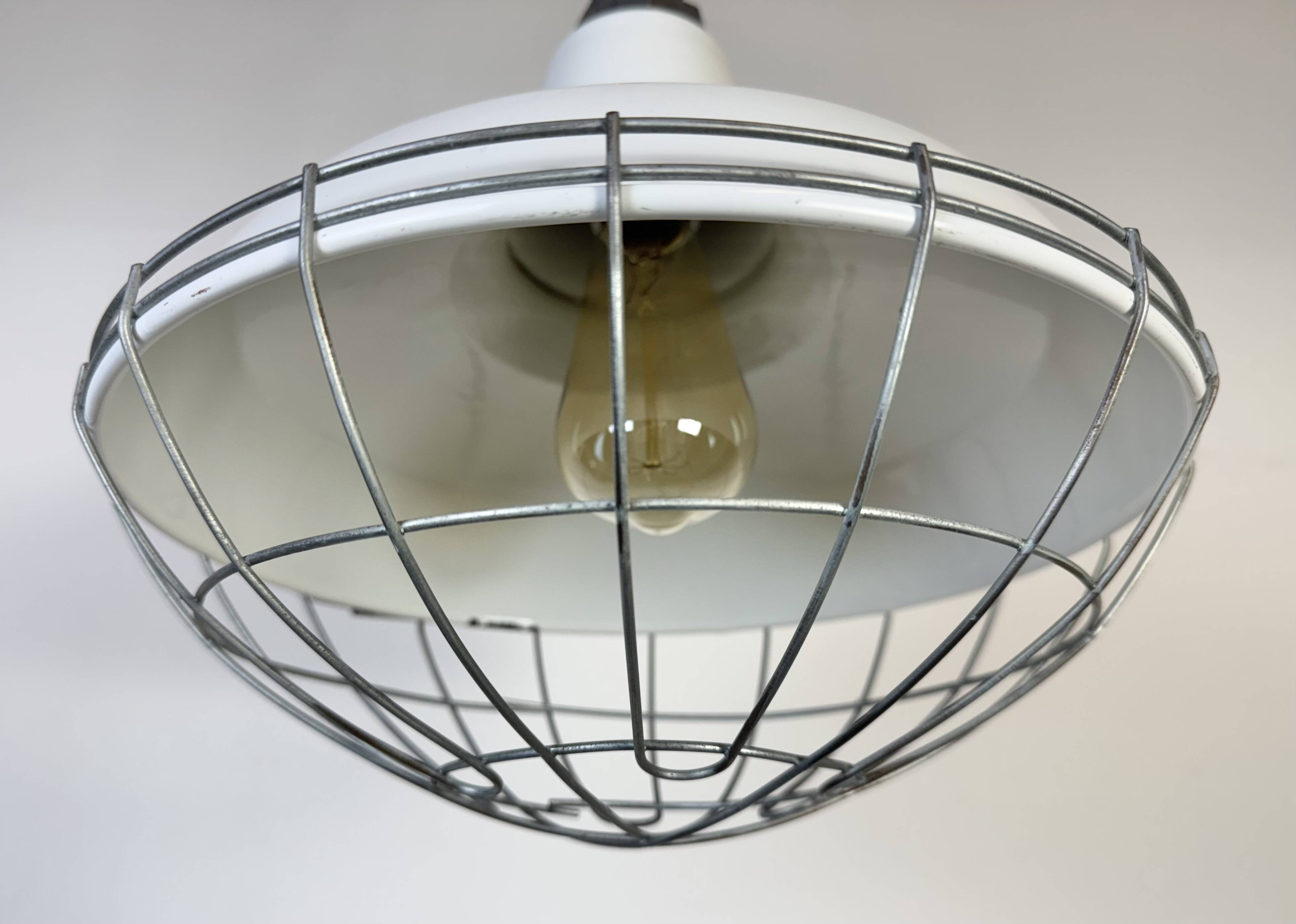 Industrial White Enamel Factory Pendant Lamp from Benjamin USA, 1960s
