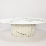 Mid-century italian marble oval coffee table, 1980s