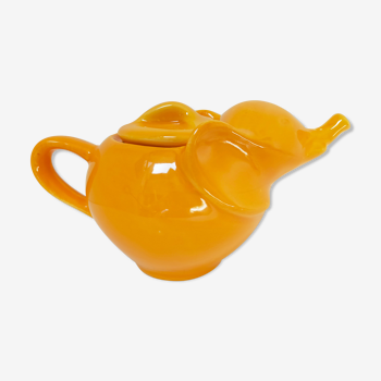 elephant teapot in vintage orange porcelain 80s