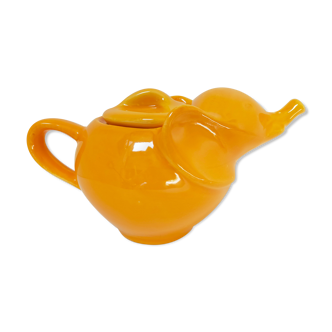 elephant teapot in vintage orange porcelain 80s