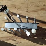 Sculptural vintage 70s chandelier – metal & aluminium – 55 × 26 cm