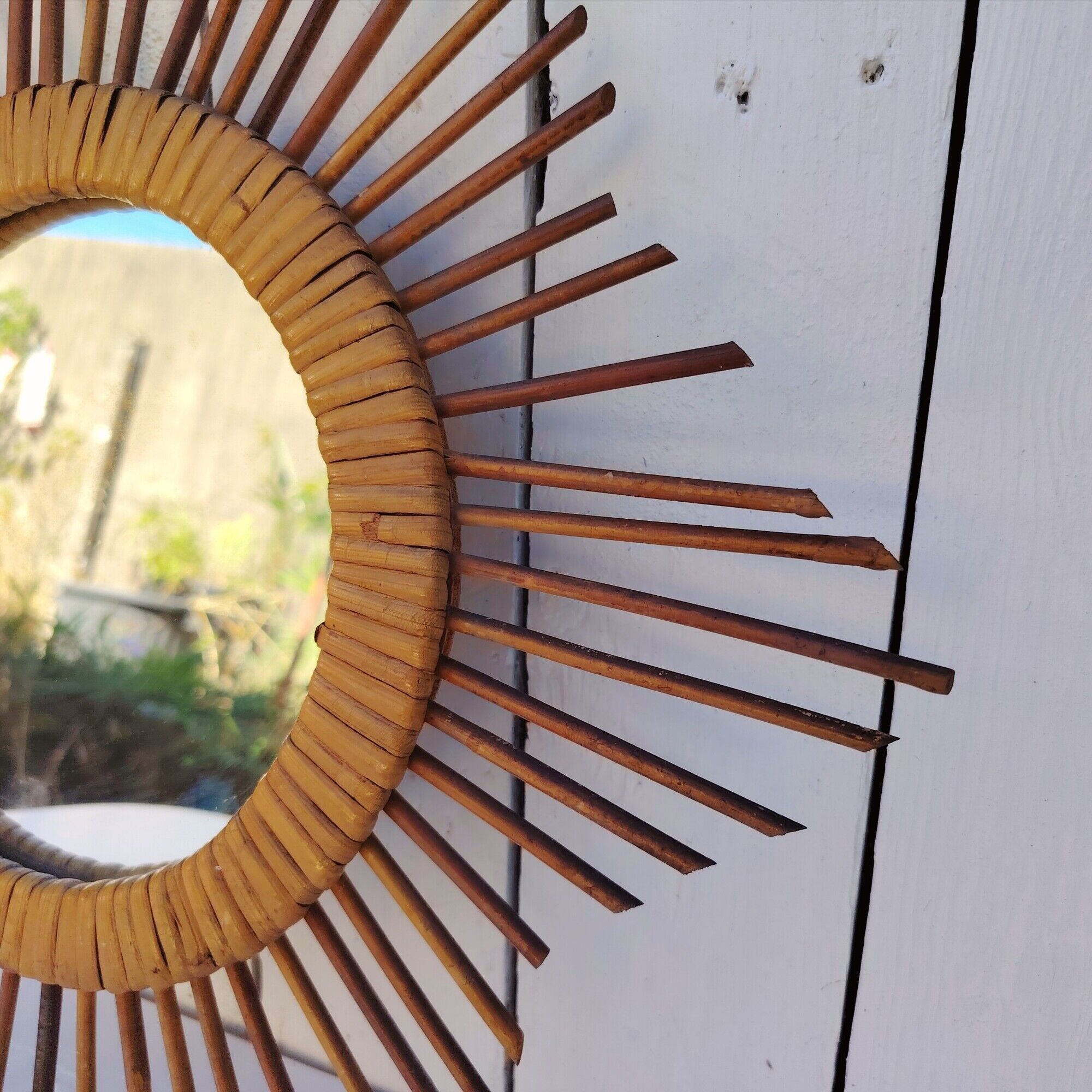 Rattan sun mirror, 1960s design, vintage