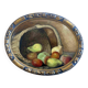 HSP painting oval view "Fruit basket" circa 1900 on SADO cigarette cardboard