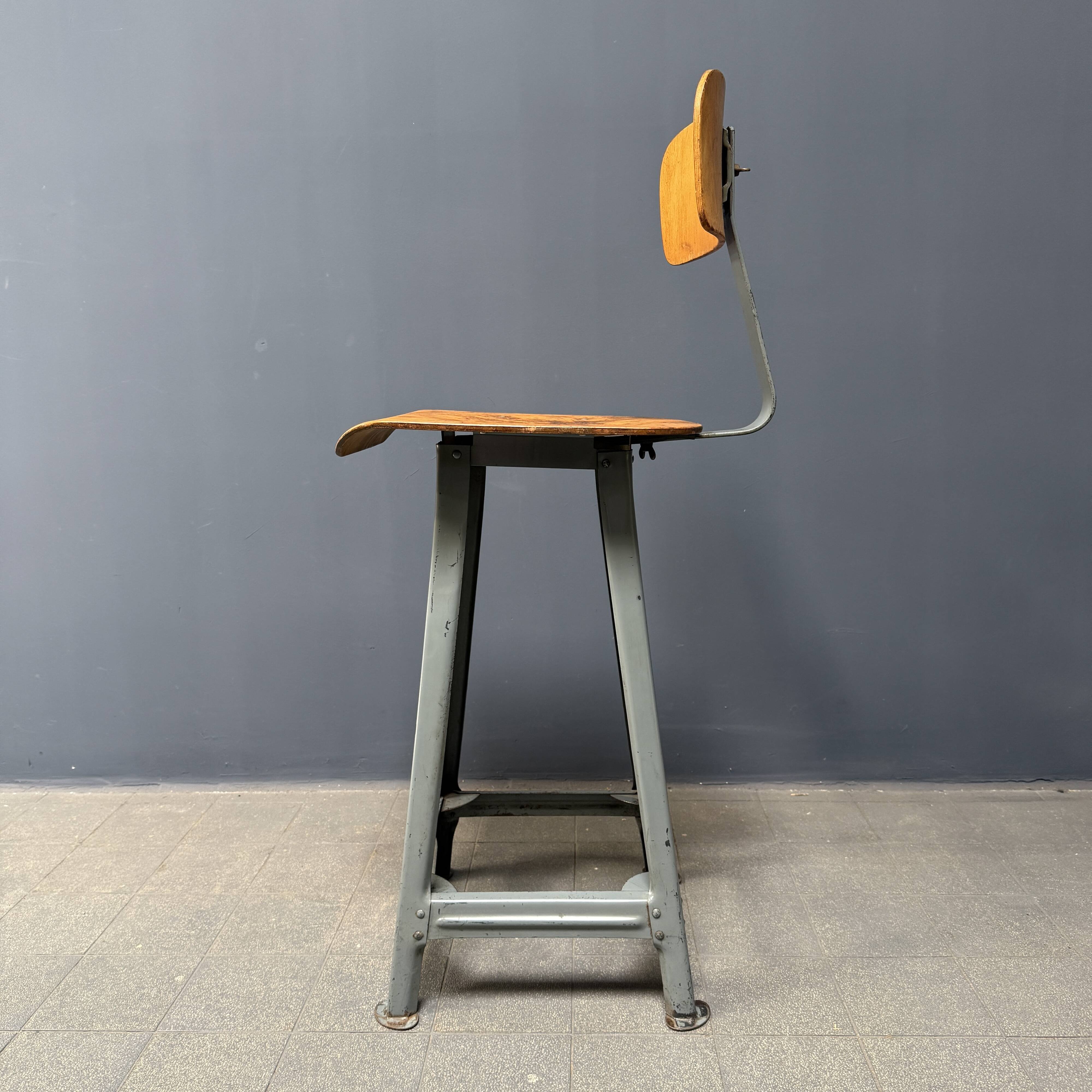 High industrial metal workshop chair