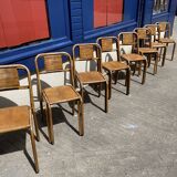 Set of sixteen industrial metal chairs from the 1960s