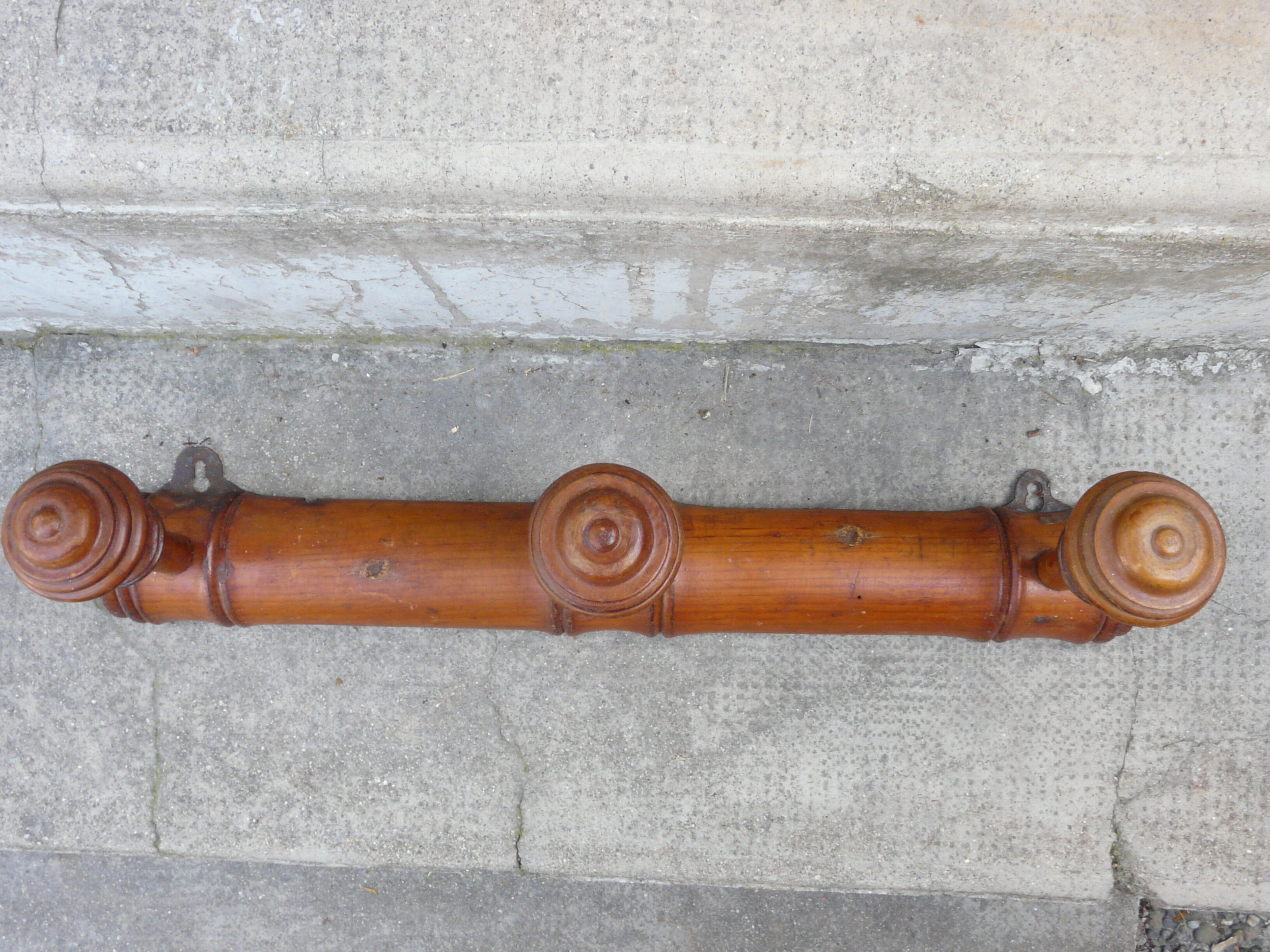 Wooden coat rack turned in imitation of bamboo