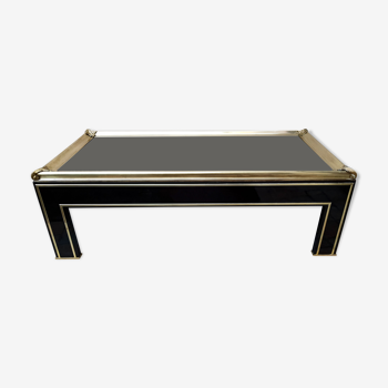 1980 coffee table black brass gold and glass 140cm