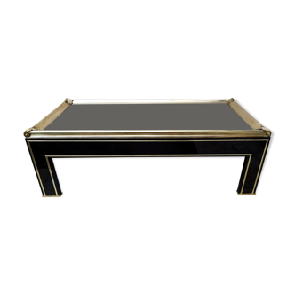1980 coffee table black brass gold and glass 140cm