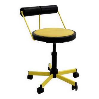 Chaise de bureau ajustable jaune de Bieffeplast, 1980