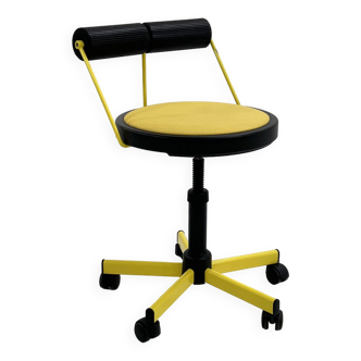 Yellow adjustable office chair by Bieffeplast, 1980s