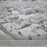 Lithograph • Old port 2, boat, trade • Original engraving from 1898