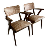 Paire de fauteuils vintage en bois massif, années 1960