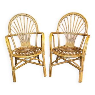 2 fauteuils en rotin vintage
