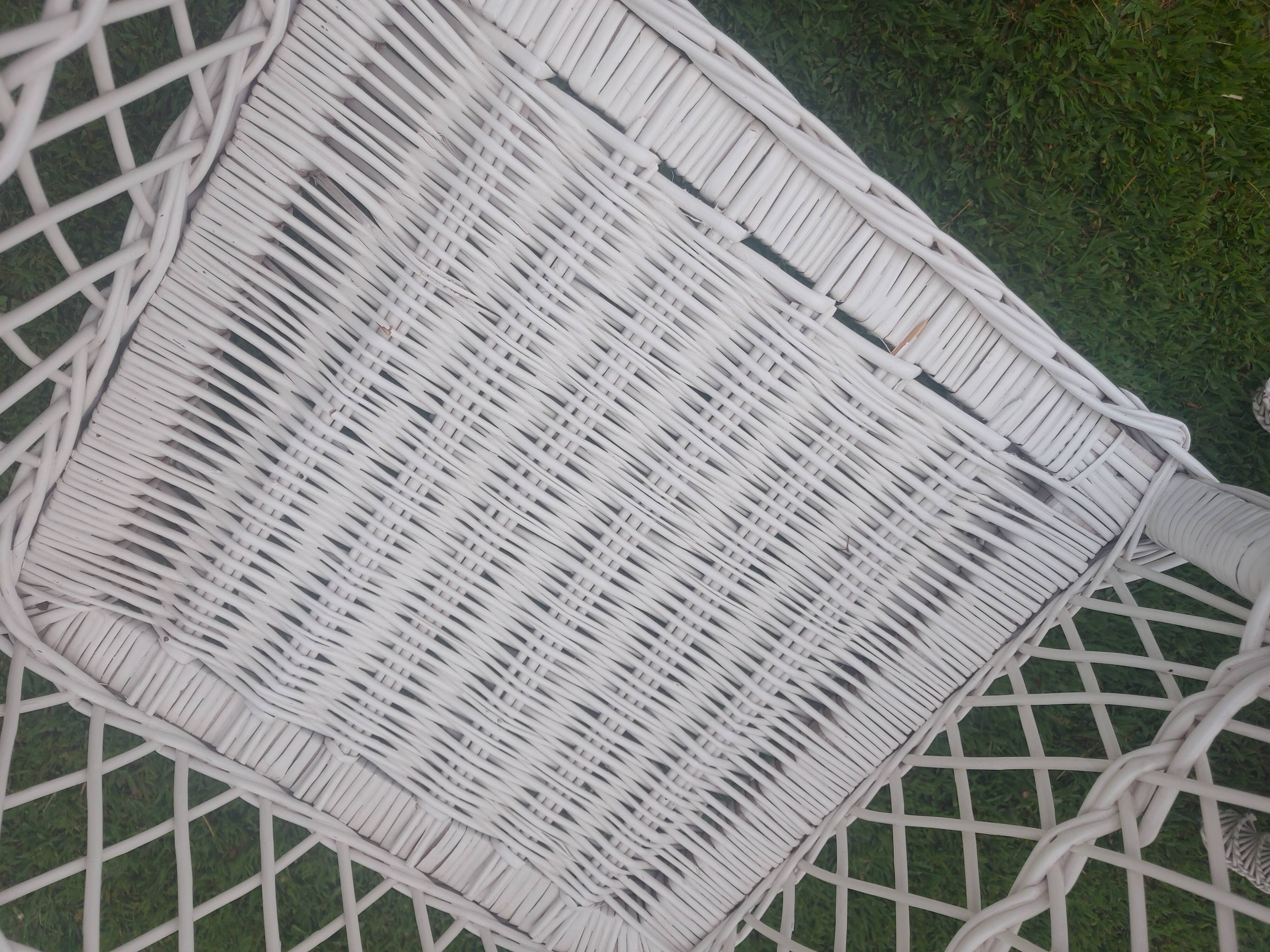 Rattan armchairs, white lacquered