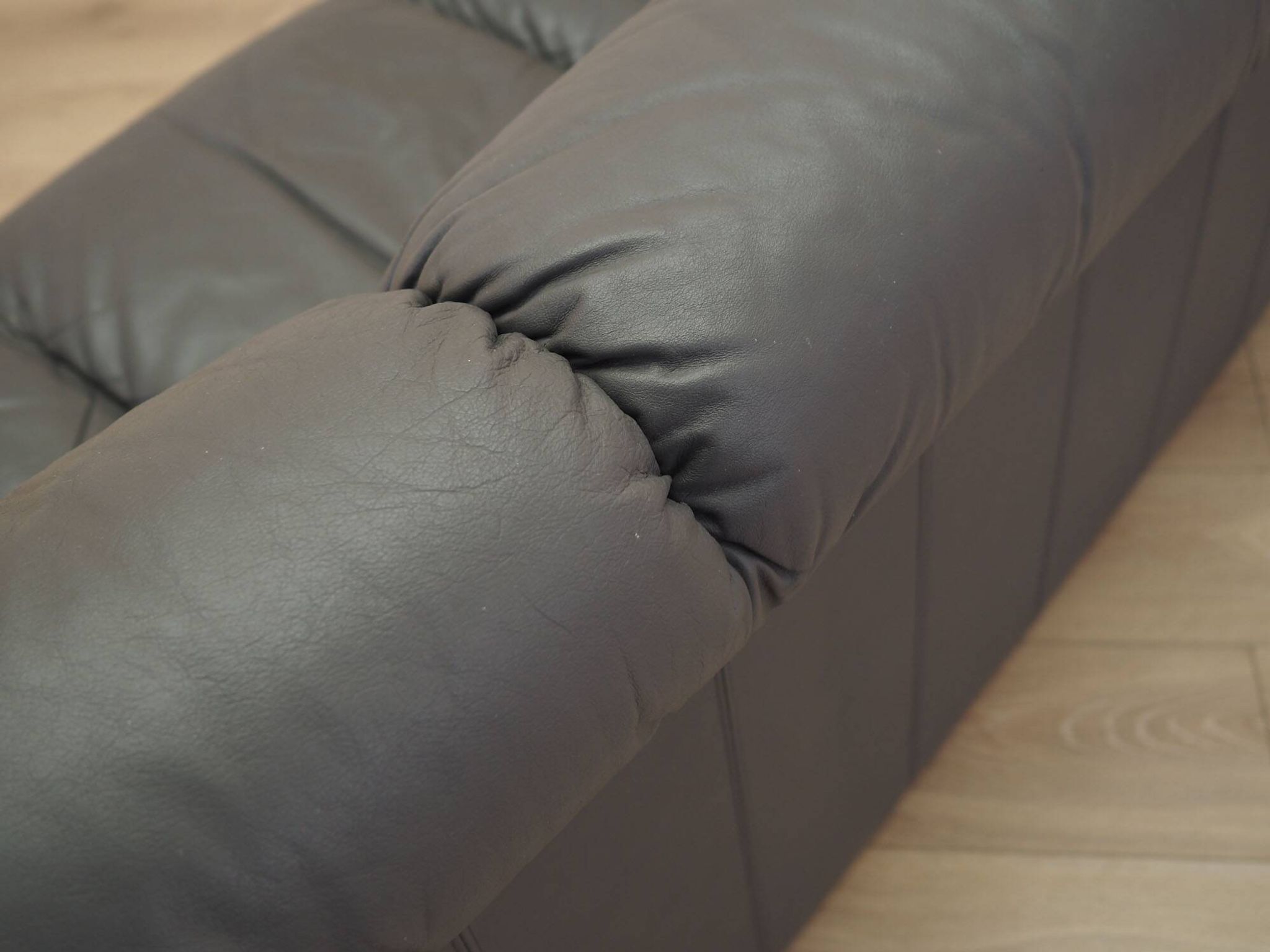 Italian leather sofa, three-seater, 1970s