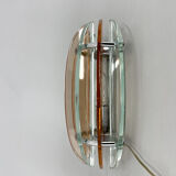 Pair of Italian Murano Glass & Chrome Sconces by Veca, Marked