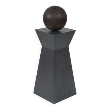 Sphère en bois dur patinée décorative antique