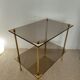 Table moderniste laiton et verre fumé-esprit galerie années 70