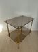 Modernist brass and smoked glass table - 1970s gallery style.