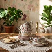 Sarreguemines tea service - Kyoto - antique 5 cups 6 saucers in Japanese style