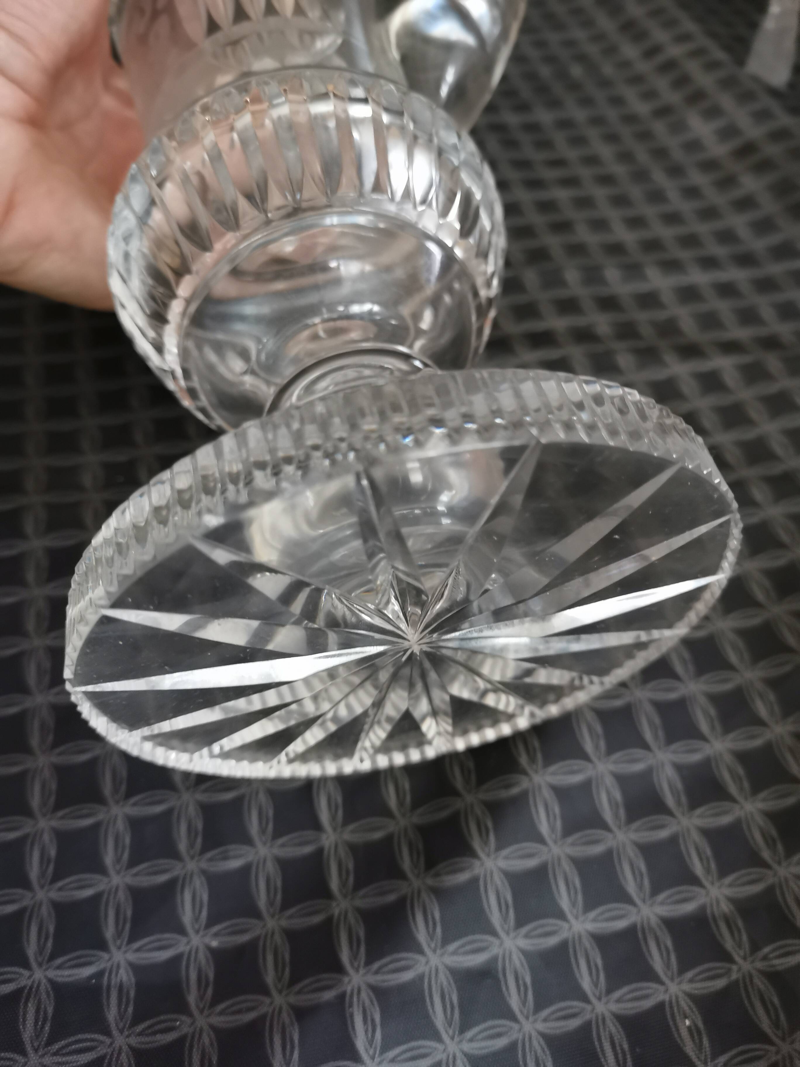 Crystal pitcher. Crystal jug.