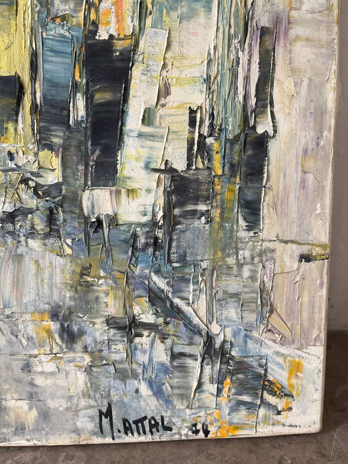 Main Street, knife technique, signed M Attal 1974