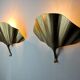 Pair of ginkgo wall lamps, gilded metal, Italy, 1970