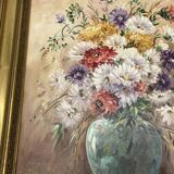 Oil on canvas bouquet of flowers signed Nicole Chalon