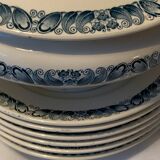 Soup tureen and 6 old Longchamp soup plates, Terre de Fer, Marcel model