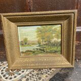 Landscape painting on panel