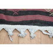 Purple Vintage Turkish Handmade Wool Kilim Runner Rug 109x398