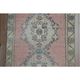 Vintage Turkish Hand-Knotted Wool Cotton Pink Runner Rug 84x281