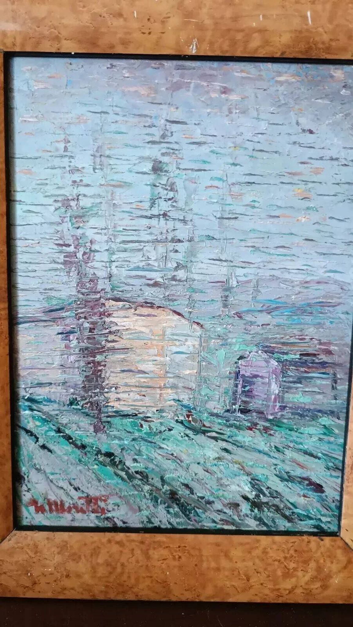 oil painting on hardboard signed Moretti