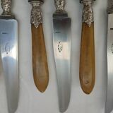10 antique horn and steel knives