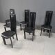 Vintage high back italian leather dining chairs, 1980s