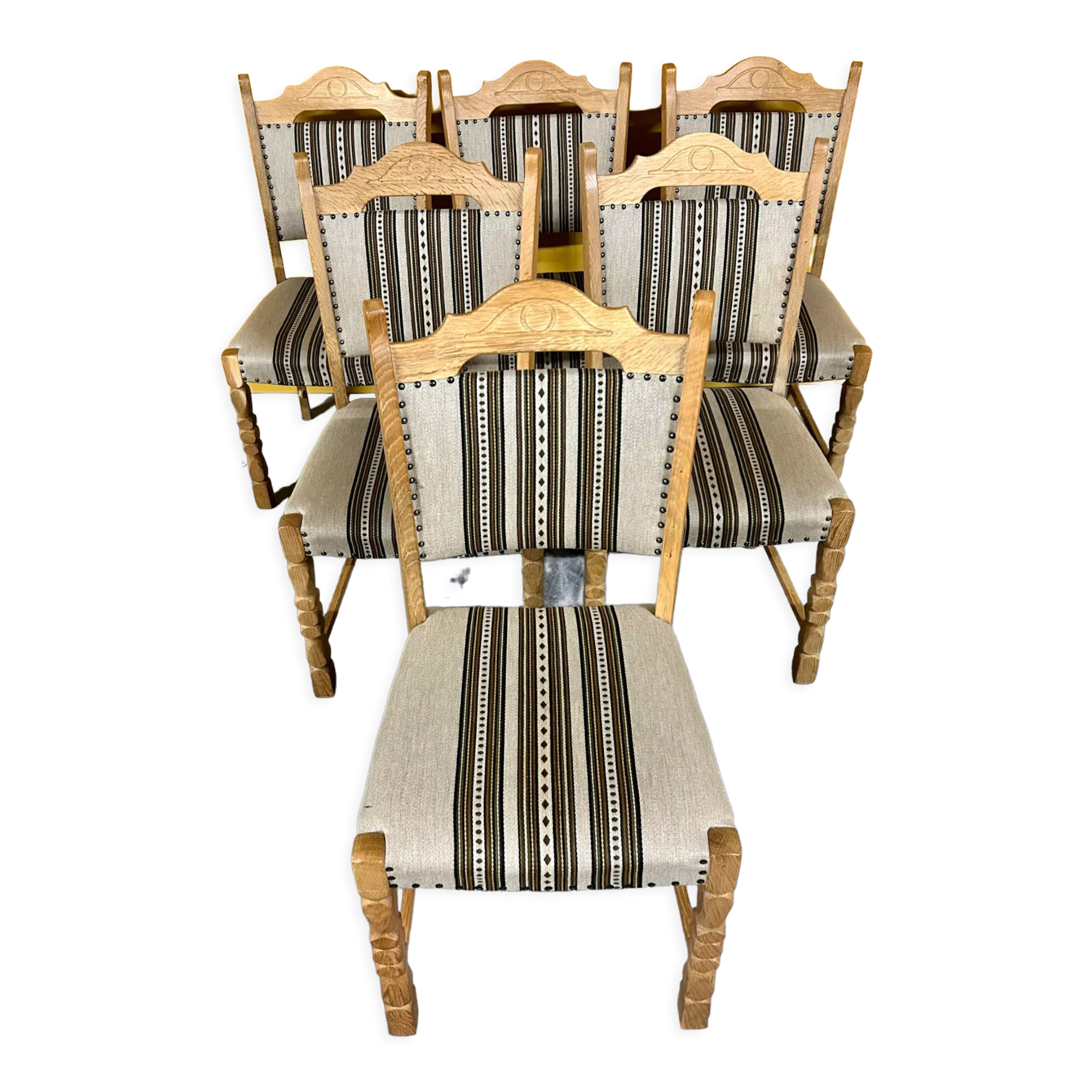 Danish vintage set of 6 oakwood dining chairs