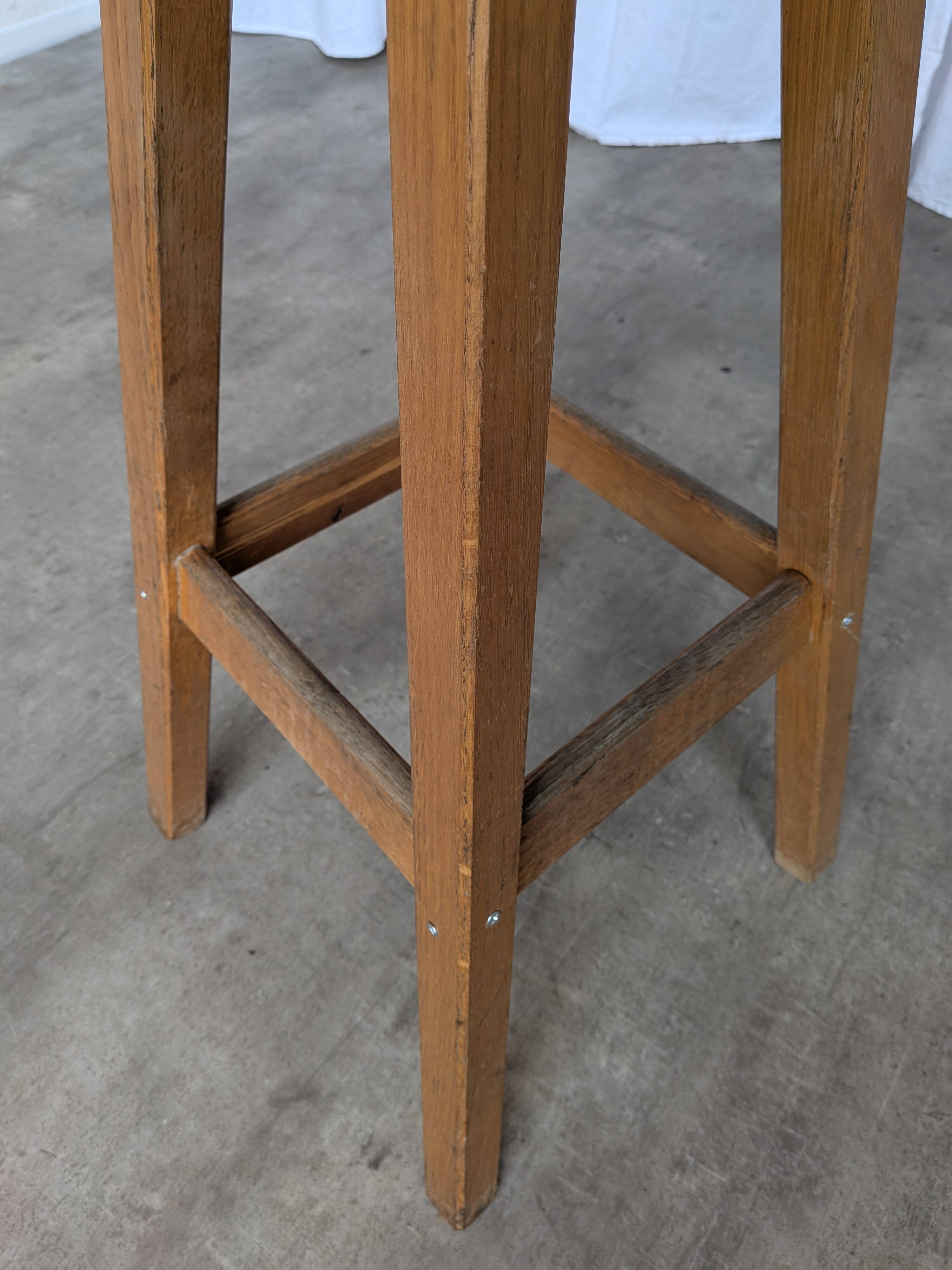 Vintage Oak Bar Stool: 1980s Yugoslavian Industrial High Chair