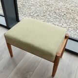 Set of Scandinavian Lounge Chair and footrest Olive corduroy Classic Design