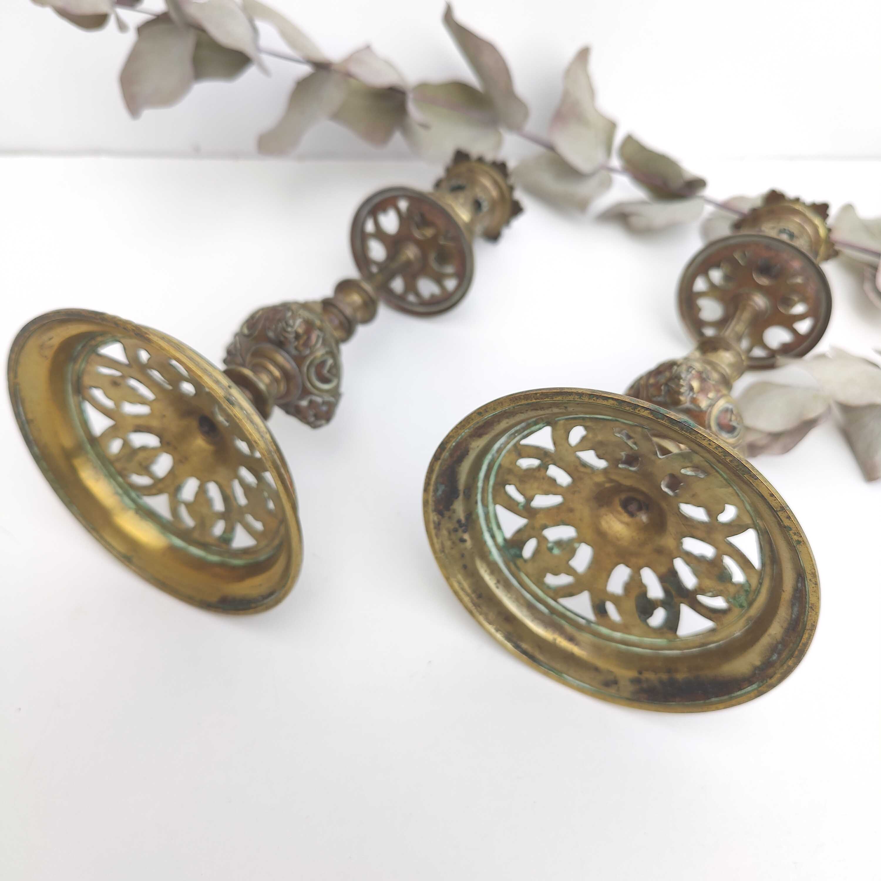 Pair of gilded bronze candle holders