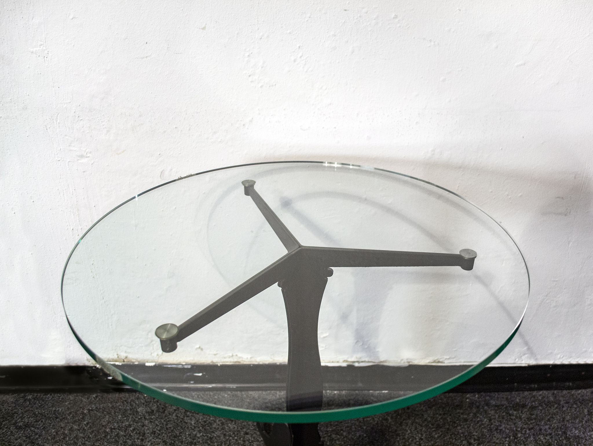 Table basse en fer et verre Italia Anni '80