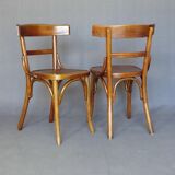 Set of 2 chairs bistro fischel 1930, wooden seats