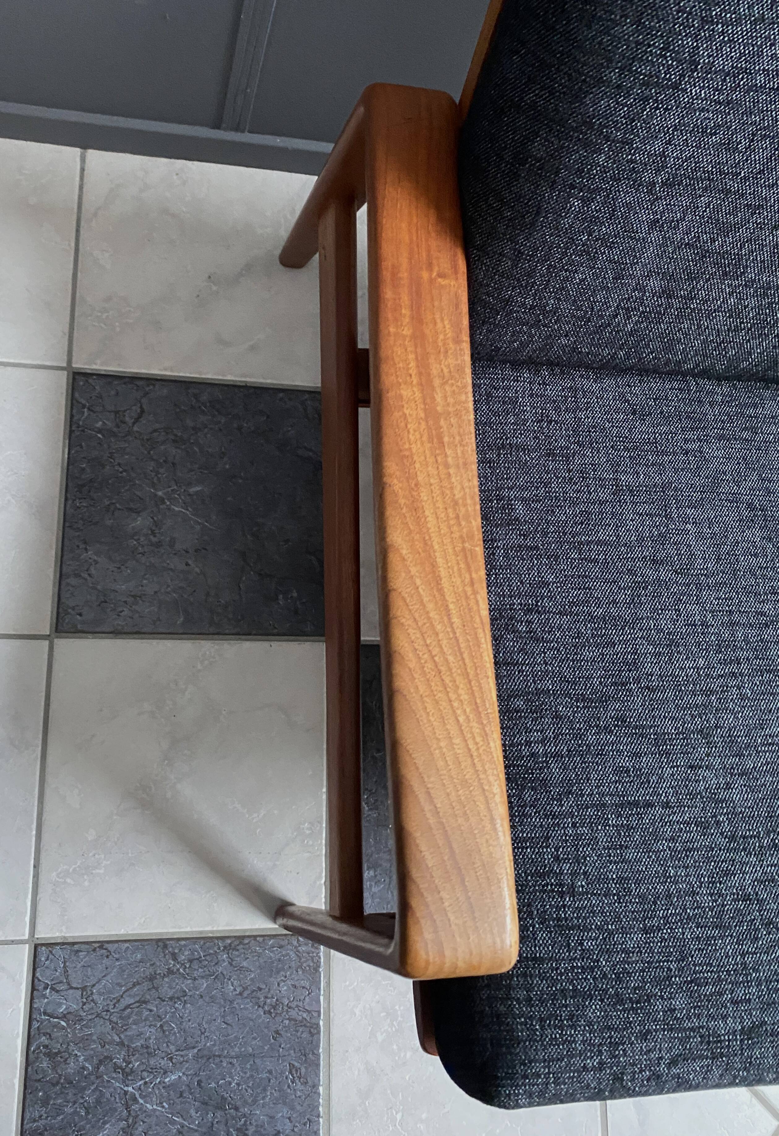 Arne Wahl Iversen Danish Teak chair for Komfort Denmark with Ottoman 1960s