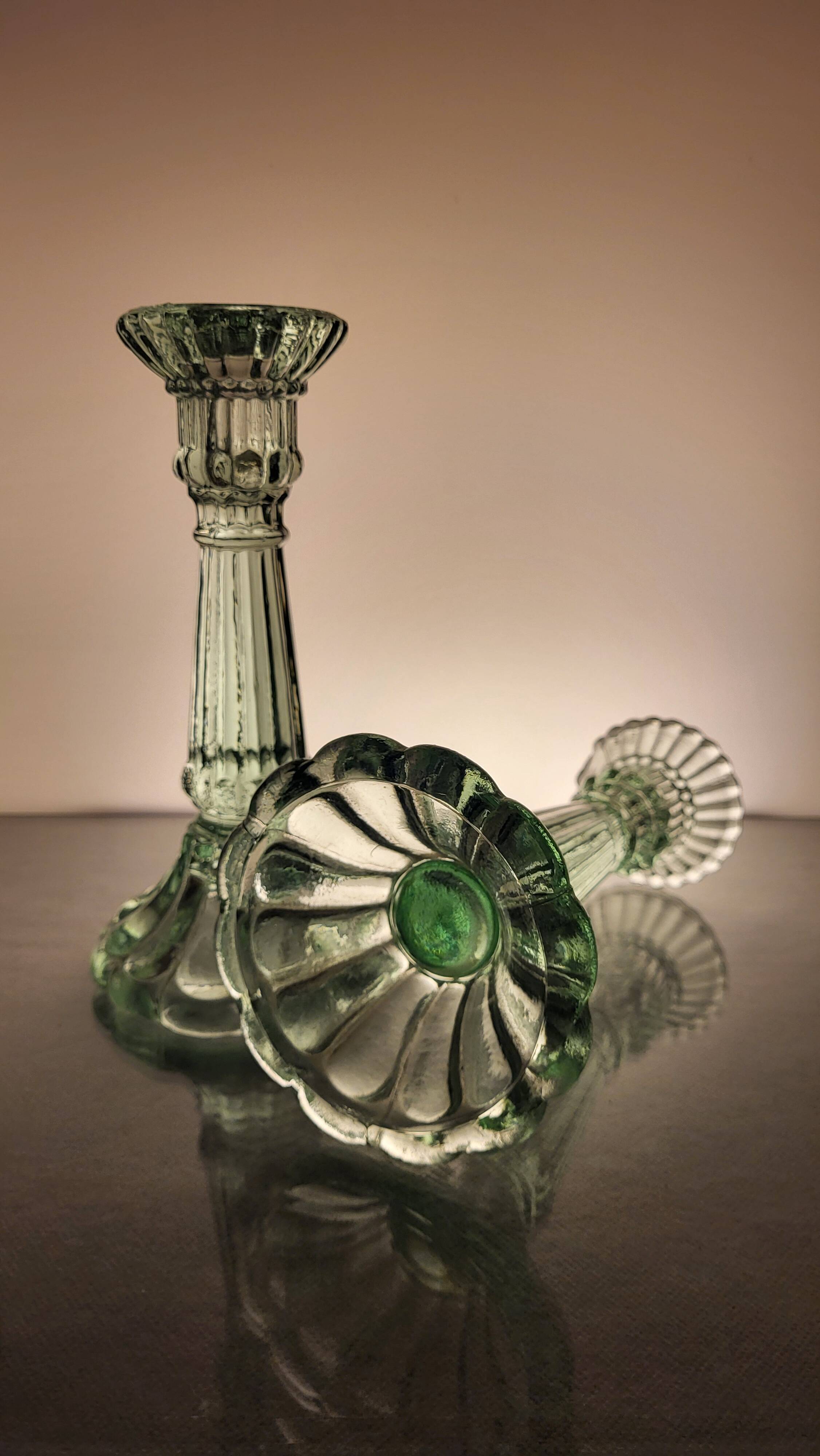 2 Glass candle holders