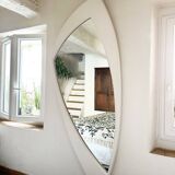 Miroir mural déstructuré Space Age en bois XXL, France, années 70