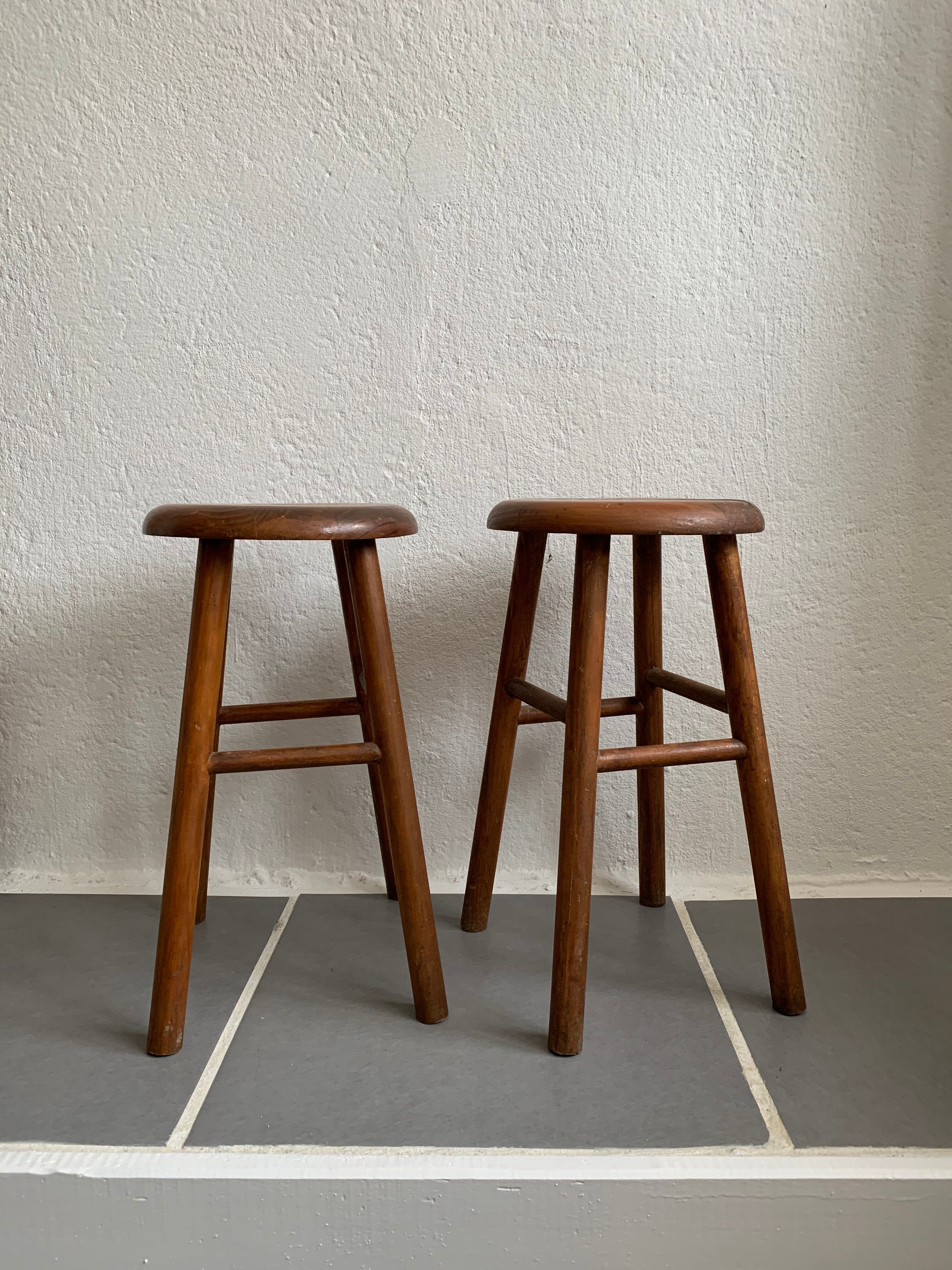 Pair of vintage wooden stools