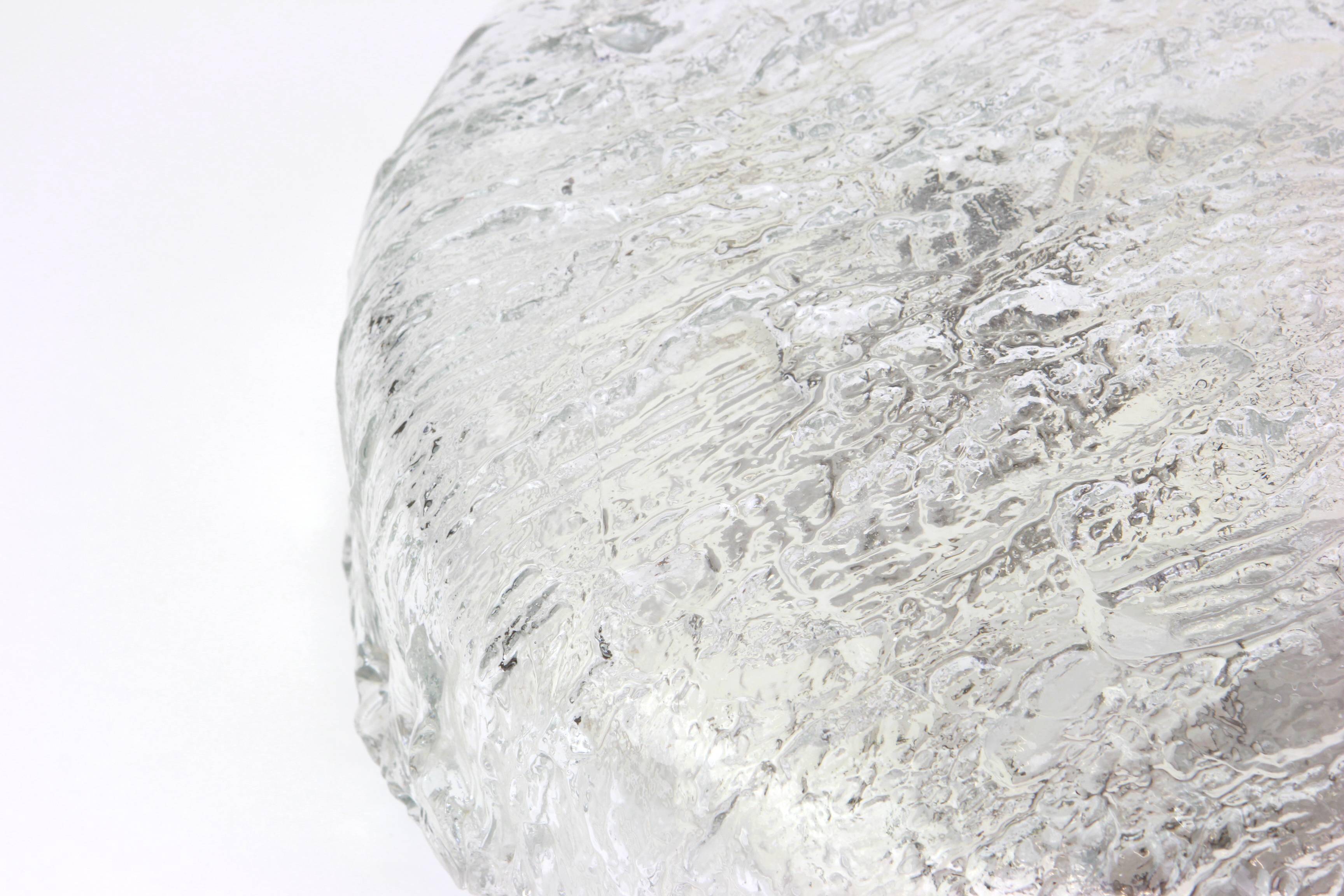 Large round frosted glass ceiling light Murano, Kaiser, Germany, 1970s