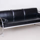 Restored Black Bauhaus Sofa, Designer Robert Slezak, High-Quality Leather, 1930s